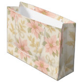Blush Pink Poinsettia Holiday Gift Bag ラージペーパーバッグ (正面アングル)