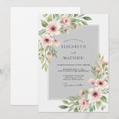 Blush Pink Polished Watercolor Wedding 招待状 (正面/裏面)