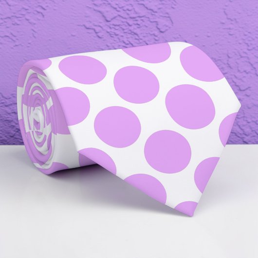 Blush Pink Polka Dots on White Custom Necktie ネクタイ