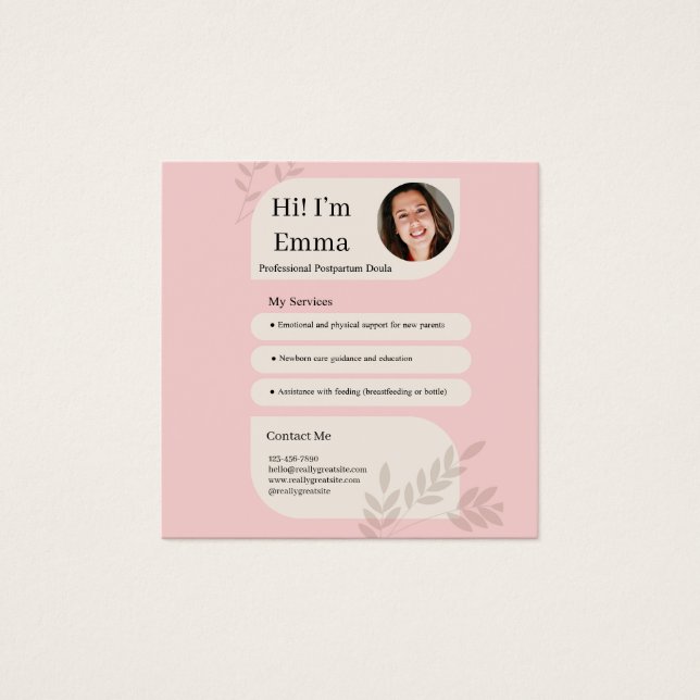 Blush Pink Postpartum Doula Professional Design (正面)