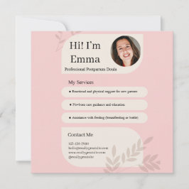 Blush Pink Postpartum Doula Professional Design シーズンカード