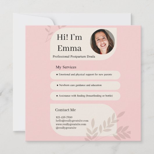 Blush Pink Postpartum Doula Professional Design シーズンカード (正面)