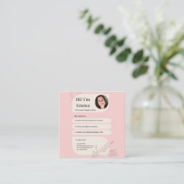 Blush Pink Postpartum Doula Professional Design スクエア名刺