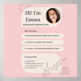 Blush Pink Postpartum Doula Professional Design ポスター