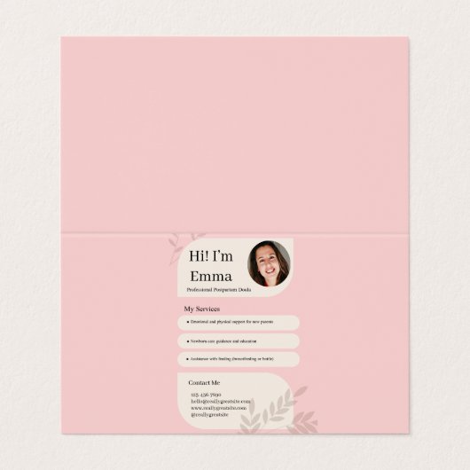 Blush Pink Postpartum Doula Professional Design 名刺 (外部フラット)