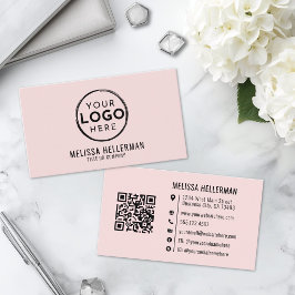 Blush Pink Professional Logo QRコード 名刺