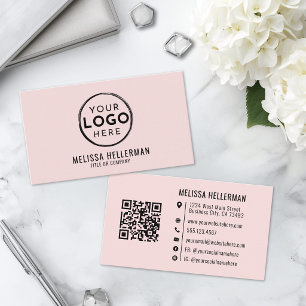 Blush Pink Professional Logo QRコード 名刺