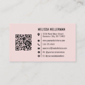 Blush Pink Professional Logo QRコード 名刺 (裏面)