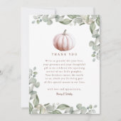 Blush Pink Pumpkin Fall Baby Shower Thank You Card サンキューカード (正面)