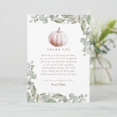 Blush Pink Pumpkin Fall Baby Shower Thank You Card サンキューカード (スタンド正面)