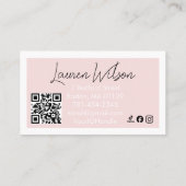  Blush Pink QR Code Beauty Photo Business Card 名刺 (裏面)