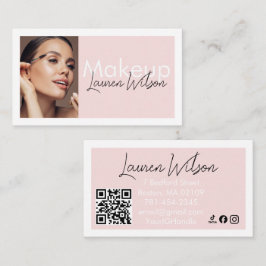  Blush Pink QR Code Beauty Photo Business Card 名刺