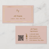 Blush pink QR code Business Card 名刺 (正面/裏面)