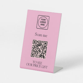 Blush Pink QR Code Business Display Menu and Price 台座サイン