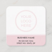 Blush Pink QR Code Logo Square Business Card スクエア名刺 (正面)
