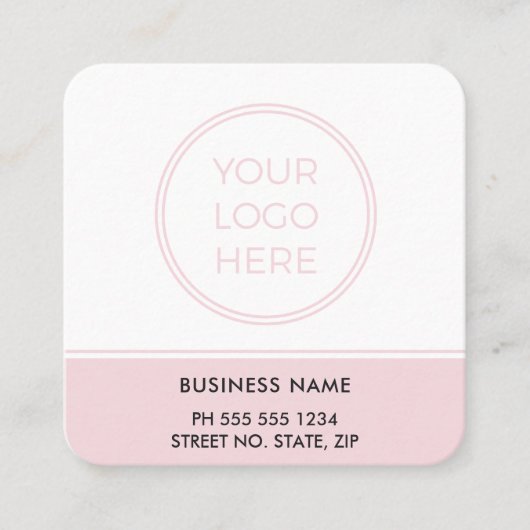 Blush Pink QR Code Logo Square Business Card スクエア名刺 (正面)