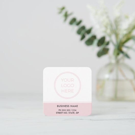 Blush Pink QR Code Logo Square Business Card スクエア名刺 (スタンド正面)