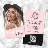 Blush Pink QR Code Photo Logo Makeup Vertical 名刺