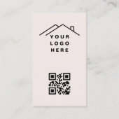 Blush Pink QR Code Real Estate Agent Photo Logo 名刺 (裏面)