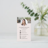 Blush Pink QR Code Real Estate Agent Photo Logo 名刺 (スタンド正面)