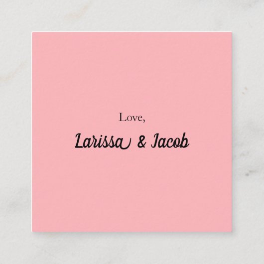 Blush Pink QR Code RSVP Card  スクエア名刺 (裏面)