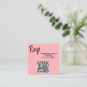Blush Pink QR Code RSVP Card  スクエア名刺 (スタンド正面)