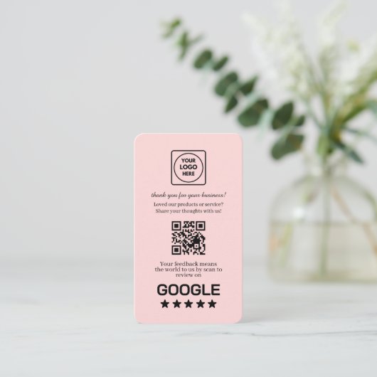 Blush Pink QR | Google Reviews Custom Feedback  名刺 (スタンド正面)