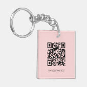 Blush Pink QR | Minimalist Custom Text Design キーホルダー (正面左)