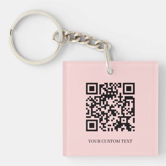 Blush Pink QR | Minimalist Custom Text Design キーホルダー (正面)