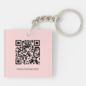 Blush Pink QR | Minimalist Custom Text Design キーホルダー (裏面)