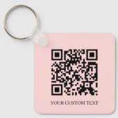 Blush Pink QR | Minimalist Custom Text Keychain キーホルダー (正面)