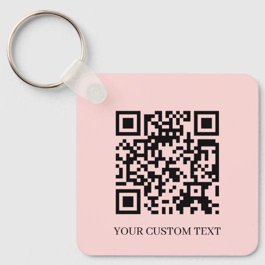 Blush Pink QR | Minimalist Custom Text Keychain キーホルダー (正面)