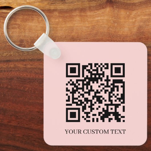 Blush Pink QR | Minimalist Custom Text Keychain キーホルダー (正面)