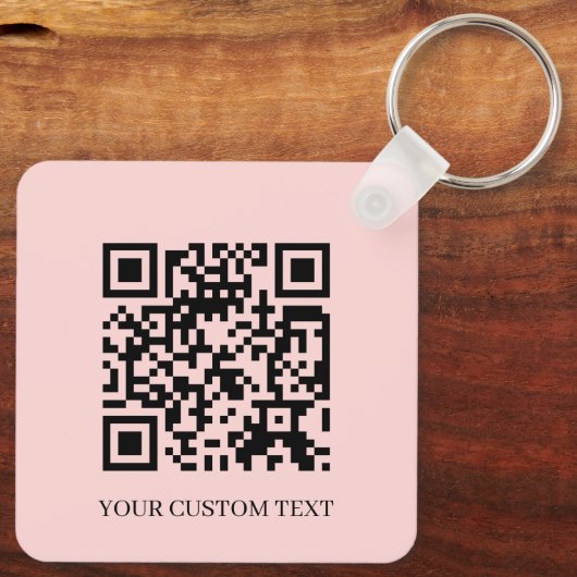 Blush Pink QR | Minimalist Custom Text Keychain キーホルダー (裏面)