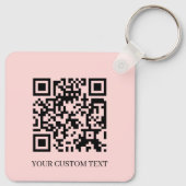 Blush Pink QR | Minimalist Custom Text Keychain キーホルダー (裏面)