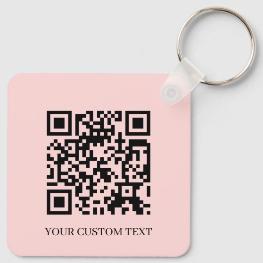 Blush Pink QR | Minimalist Custom Text Keychain キーホルダー (裏面)