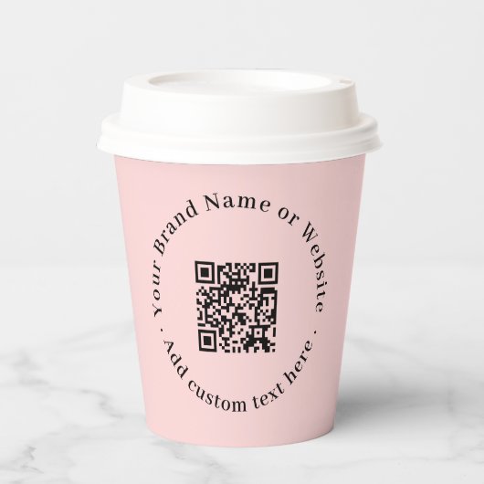 Blush Pink QR | Modern Business Promotional Design 紙コップ (正面)