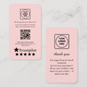 Blush Pink QR | Trustpilot レビューカスタムフィードバック 名刺 (正面/裏面)