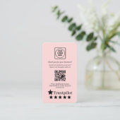Blush Pink QR | Trustpilot レビューカスタムフィードバック 名刺 (スタンド正面)