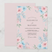 Blush Pink Radiant Watercolor Wedding 招待状 (正面/裏面)