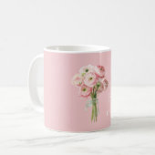 Blush Pink Ranunculus Flowers Ladybug コーヒーマグカップ (正面左)
