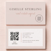 Blush Pink Real Estate Agent Logo QR Code 名刺