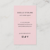Blush Pink Real Estate Agent Minimal Modern 名刺 (裏面)
