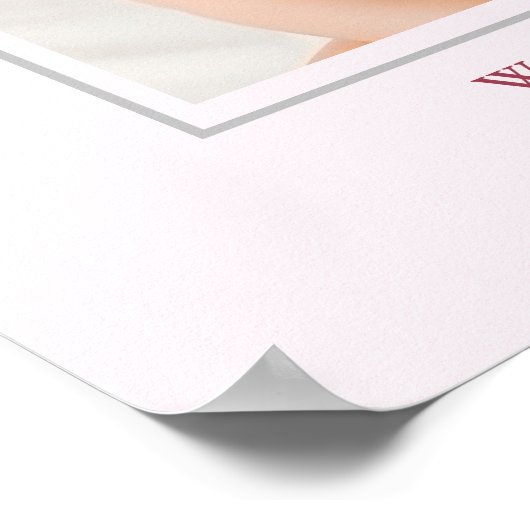 Blush Pink Red Bow 1st Birthday Photo Welcome ポスター (角)