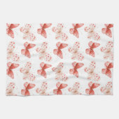 Blush Pink Red Butterflies   キッチンタオル (横)