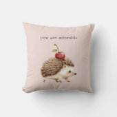Blush Pink Red Cherry Adorable Hedgehog クッション (正面)