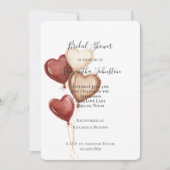 Blush Pink Red Cream Heart Balloons Bridal Shower 招待状 (正面)
