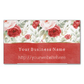 Blush Pink Red Floral Business name website マグネット名刺 (正面)