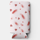 Blush Pink Red Hearts Glitzy Glitter スリム缶クーラー (裏面)