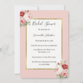 Blush Pink Red Roses Floral Bridal Shower 招待状 (正面)